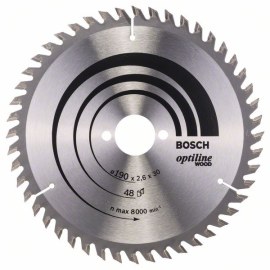 Katkaisuterä puulle Bosch OPTILINE WOOD; 190x2,6x30,0 mm; Z48; 15°