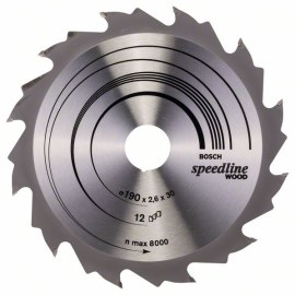Katkaisuterä puulle Bosch SPEEDLINE WOOD; 190x2,6x30,0 mm; Z12; 15°