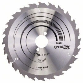 Katkaisuterä puulle Bosch SPEEDLINE WOOD; 190x2,6x30,0 mm; Z24; 15°
