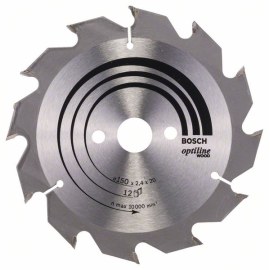 Katkaisuterä puulle Bosch OPTILINE WOOD; 150x2,4x20,0 mm; Z12; 15°