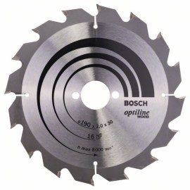 Katkaisuterä puulle Bosch OPTILINE WOOD; 190x2x30,0 mm; Z16; 15°