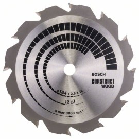 Katkaisuterä puulle Bosch CONSTRUCT WOOD; 184x2,6x16,0 mm; Z12; 12°