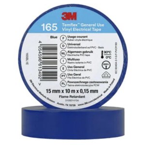 Eristysteippi 3M Temflex 165; 15 mm; 10 m; sininen