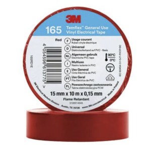 Eristysteippi 3M Temflex 165; 15 mm; 10 m; punainen