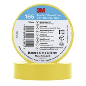 Eristysteippi 3M Temflex 165; 15 mm; 10 m; keltainen