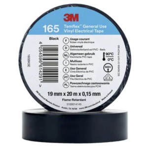 Eristysteippi 3M Temflex 165; 19 mm; 20 m; musta