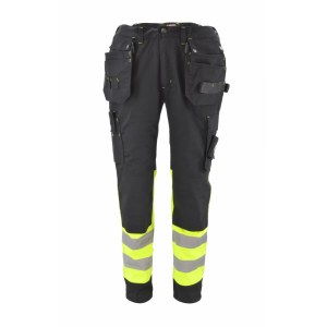 Suojaavat työhousut AWTools AW02613; T3; XL musta/keltainen