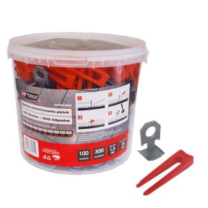 Setti; laatan tasaus AWTools AW30365; 1,5 mm; 7-15 mm; 300+100 kpl.