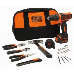 Akkukäyttöinen ruuvinväännin Black&Decker BDCDD12HTSA; 10,8 V; 1x1,5 Ah Akku + 20 lisävarustettu