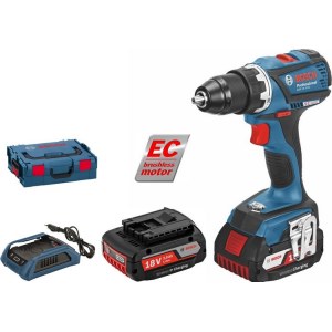 Pora/ruuvinväännin Bosch GSR 18 V-EC WC; 18 V; 2x4,0 Ah akku