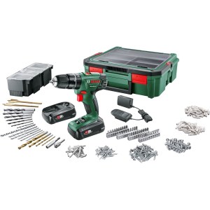 Iskupora / ruuvinväännin Bosch PSB 1800 LI-2; 18 V; 2x1,5 Ah akku + tarviketta
