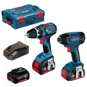 Työkalusarja Bosch (GSR 18 V-Li + GDR 18 V-Li); 18 V; 3x3,0 Ah akku