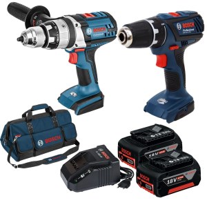 Työkalusarja Bosch (GSB 18 VE-2 LI + GSR 18-2 LI Plus); 18 V; 2x4,0 Ah akku