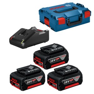 Tarvikesarja Bosch 0615990L3T; 18V; 3x5,0 Ah + Laturi GAL18V-40 akkutyökaluille