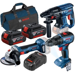 Työkalusarja Bosch Combo (GBH 180 + GWS 180 + GSR 18V-50); 18V; 2x5,0 Ah akku
