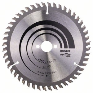 Katkaisuterä puulle Bosch OPTILINE WOOD; 160x2,6x20,0 mm; Z48; 15°