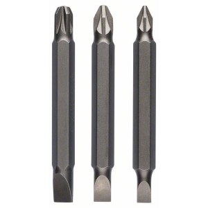 Kaksipuolinen ruuvinvääntimen terä Bosch 2609255958; S0,6x4,5-PZ1; S0,8x5,5-PZ2; S1,2x6,5-PZ3; 1/4''; 60 mm; 3 kpl.