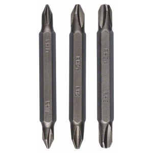 Kaksipuolinen ruuvinvääntimen terä Bosch 2609255961; PH1-PH1; PH2-PH2; PH3-PH3; 1/4''; 60 mm; 3 kpl.