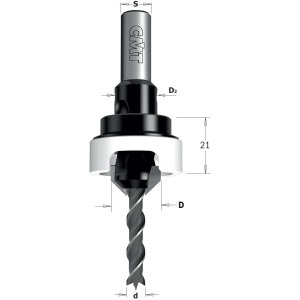 Puuporaus, jossa pultti CMT; 45°; S=10 mm; D=5 mm; D2=16 mm
