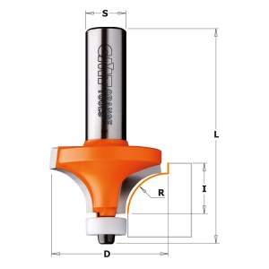Pyöristysjyrsin CMT; S=1/4''; D=14,7 mm; R=1 mm; laakereilla
