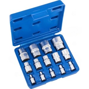Kuusiohylsysarja Condor Werkzeug C1005; 1/4''+3/8''+1/2''; TX E4-E24; 14 kpl.