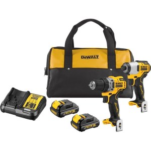 Työkalusarja DeWalt DCK2110C2-QW (DCD701 + DCF801); 12 V; 2x1,3 Ah akku