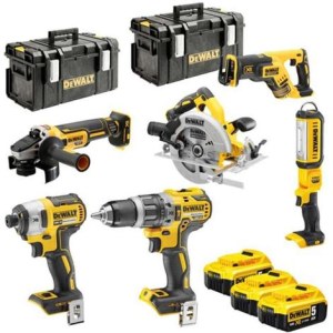 Työkalusarja DeWalt DCK623P3-QW (DCG405 + DCS367 + DCS570 + DCF887 + DCD796 + DCL050); 18 V; 3x5,0 Ah akku