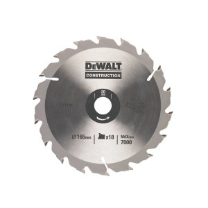 Katkaisuterä puulle DeWalt; 165x2,4x20,0 mm; Z18; 20°