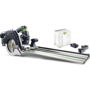 Akkupyörösaha Festool HKC 55 Li 5,2 EB-Set-FS; 18 V; 2x5,2 Ah akku + Ohjainkisko Festool FS 1400/2
