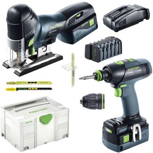 Työkalusarja Festool T 18+3/PSC 420 Li 5,2-Set; (T 18+3 + PSC 420 EB); 18 V; 2x5,2 Ah akku