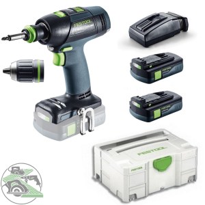 Pora/ruuvinväännin Festool T 18+3 Li 3,1-Compact; 18 V; 2x3,1 Ah akku