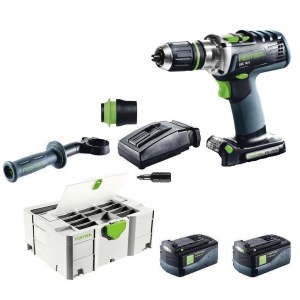 Pora/ruuvinväännin Festool DRC 18/4 Li 5,2-Plus-SCA; 18 V; 2x5,2 Ah akku