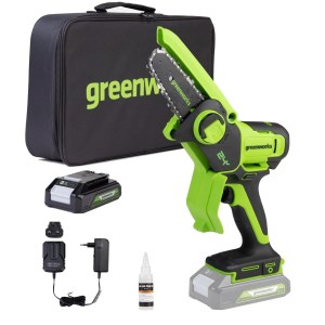 Ketjusaha Greenworks G24MCS10K2; 24 V; 1x2,0 Ah akku