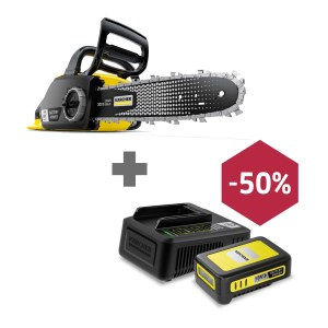Ketjusaha Karcher CNS 18-30; 18 V; 30 cm laippa (ilman akkua ja laturia) + Karcher Power 18 V; 2,5 Ah + Nopea laturin virta Power