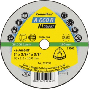Hiova katkaisulaikka Klingspor A 660 R SUPRA; 76x1,6x6 mm; 1 kpl.