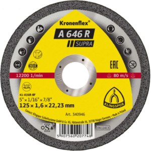 Hiova katkaisulaikka Klingspor A 646 R Supra; 125x1,6 mm; 25 kpl.