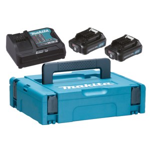 Tarvikesarja Makita 197657-7; 10,8 V; 2x 2,0 Ah akku + laturi DC10SA
