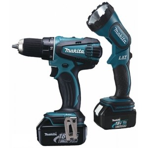 Pora/ruuvinväännin Makita BDF456RFLE; 18 V; 2x3,0 Ah akku + Taskulamppu BML185