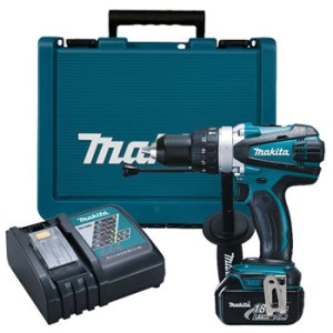 Iskupora / ruuvinväännin Makita BHP458RFE; 18 V; 2x3,0 Ah akku