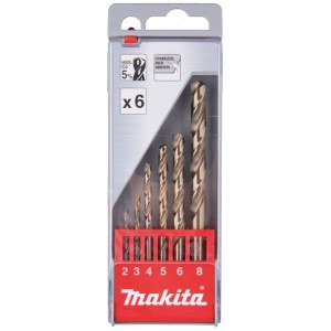 Metalliporanteräsarja Makita HSS-Co; 2-8 mm; 6 kpl.