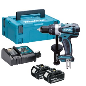 Pora/ruuvinväännin Makita DDF458RTJ; 18 V; 2x5,0 Ah akku