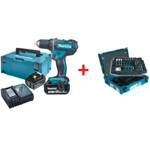 Pora/ruuvinväännin Makita DDF482RMJ; 18 V; 2x4,0 Ah akku + 66 tarviketta Makita B-43044