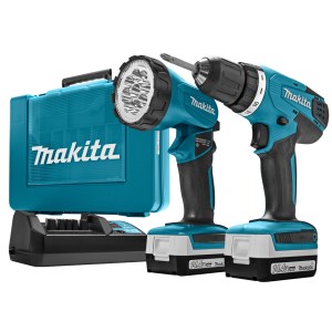 Pora/ruuvinväännin Makita DF347DWLE; 14,4 V; 2x1,3 Ah akku
