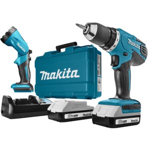 Pora/ruuvinväännin Makita DF457DWLE; 18 V; 2x1,5 Ah Akku (G-sarja)