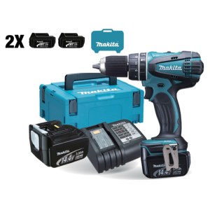 Iskupora / ruuvinväännin Makita DHP446RFJ; 14,4 V; 2x3,0 Ah akku