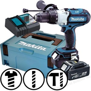 Iskupora / ruuvinväännin Makita DHP451RTJ; 18 V; 2x5,0 Ah akku