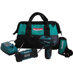 Työkalusarja Makita DK1202 (HP330D + MR051); 10,8 V; 2x1,3 Ah akku