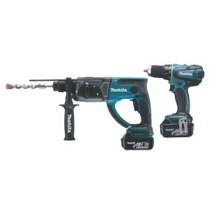 Työkalusarja Makita DK1854X (BDF456RFE + BHR202RFE); 18 V; 2x3,0 Ah akku