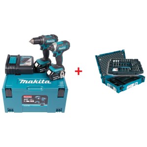 Työkalusarja Makita DLX2127MJ (DDF482 + DTD152); 18 V; 2x4,0 Ah akku + 66-osainen lisävarustepaketti Makita B-43044