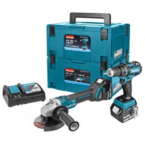 Työkalusarja Makita DLX2152TJ1 (DDF480 + DGA504); 18 V; 2x5,0 Ah akku